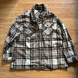 Flannel Shirt Jacket - Brown, Black & Cream